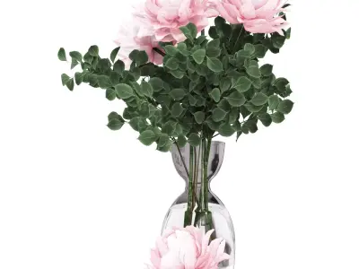 Bouquet Flower Plant Set Low-poly 3D model