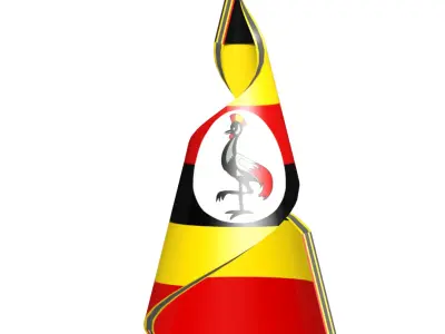 Uganda Flag on spiral helix structure 3D model