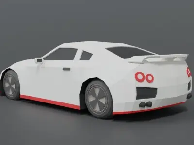 Low Poly Cartoon Sports Car Low-poly 3D model