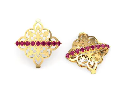 Flower Ornate Stud Earrings 3D print model