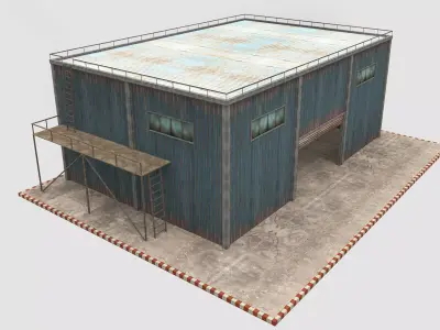 3D Industrial Building - Hangar Low-poly 3D model