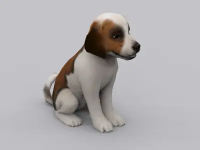 animated dog Low-poly 3D model