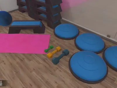 Fitness hall - interior and props 3D model