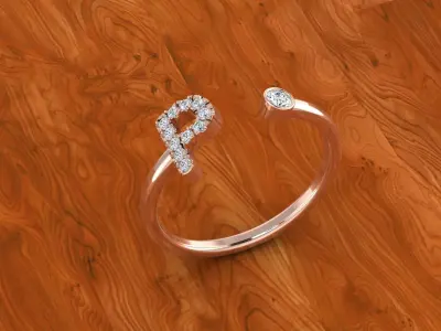 Jewelry Alphabet Ring P 3D print model