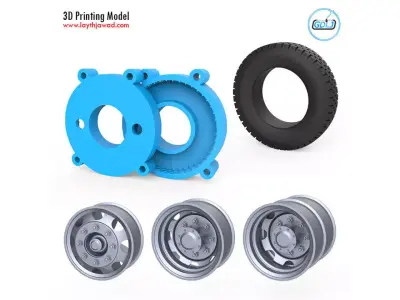 Truck Tire Mold With 3 Wheels 3D print model