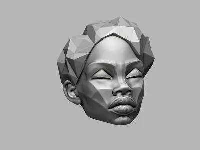 Low Poly black female Headphone Stand black female Headset   3D print model