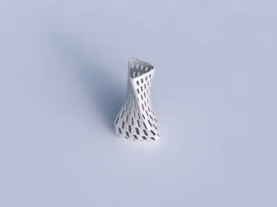 Vase twist puffy triangle with checker grid lattice 3D print model