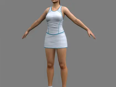 Tennis Player Girl Low-poly 3D model
