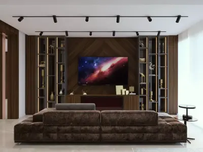 Living Room and Kitchen with BEDROOM  3D model