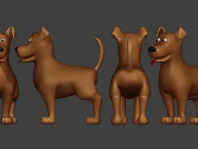 Cartoon Dog Subdivision Ready for Film Low-poly 3D model
