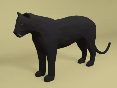 Low Poly Cartoon Black Panther Low-poly 3D model