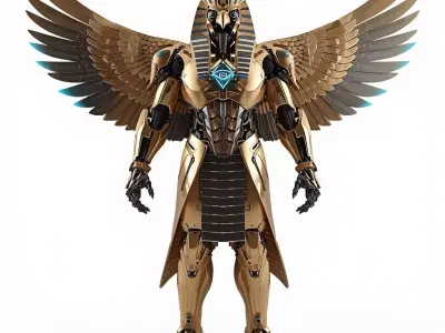 Sci-Fi Mecha-Horus - Winged Egyptian Mythological Prop Low-poly 3D model