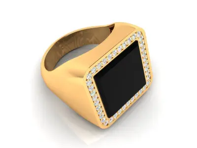 Ring M147 Mens luxury ring with enamel and gems 3D print model