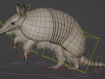 nine bands armadilo Low-poly 3D model