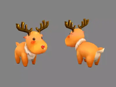 Cartoon Elk - runny deer Low-poly 3D model