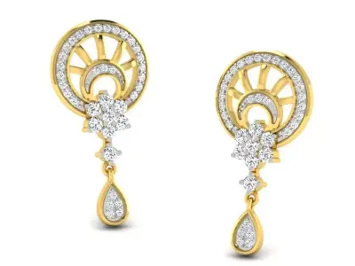 Gold Diamond Women Earring 3D print Model 3D print model order