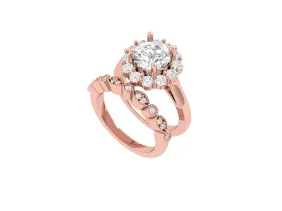 Solitaire-Ring-Bridal-Set 3D print model