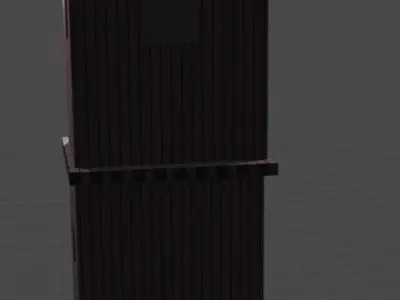 a low poly house wooden box with hole in middle Free 3D model