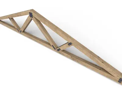 Wooden Roof Truss 03 Low-poly 3D model