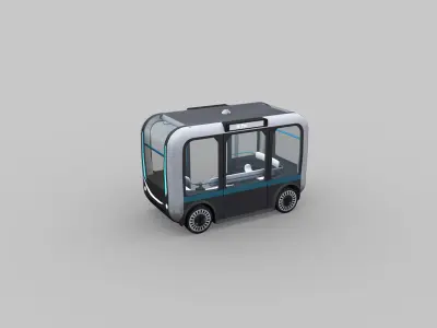 Olli Bus Lowpoly with interior Low-poly 3D model