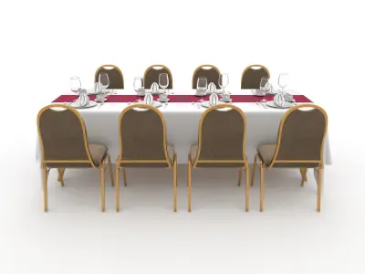 Banquet Table and Chair 90 3D model