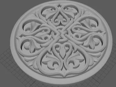 rosette ornately carved circular plate 3D model