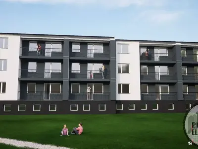 Two Segment Apartment Building 3D Model with Decorative Facade 3D model