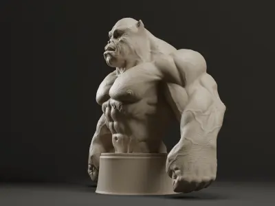 Bodybuilder Boss Dog Bust 3D print model