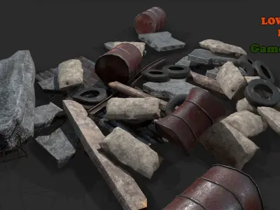 Debris Environment PBR Low-poly 3D model