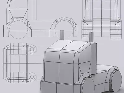 Road rush heavy trucks Low-poly 3D model