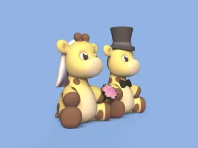 Giraffe Wedding Topper 3D print model