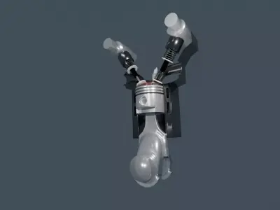 Piston Engine 1 Cylinder Cut away 3D model