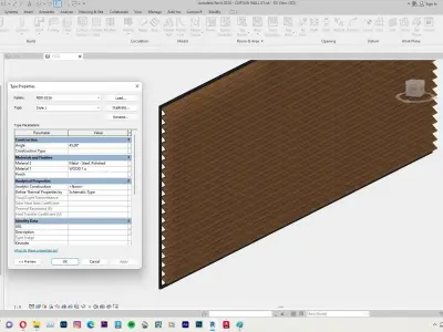 curtain wall revit family - wooden sun shading 3D model