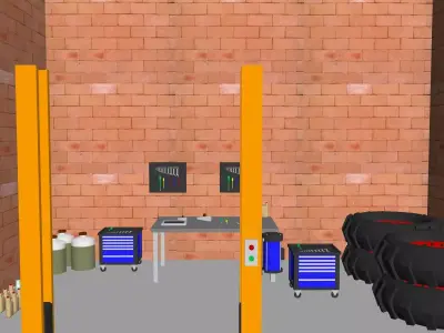 car workshop cartoon 3D model
