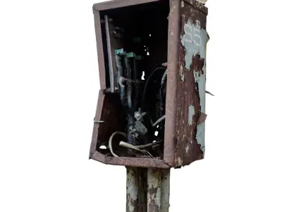 Broken electrical box spscan 12 Low-poly 3D model