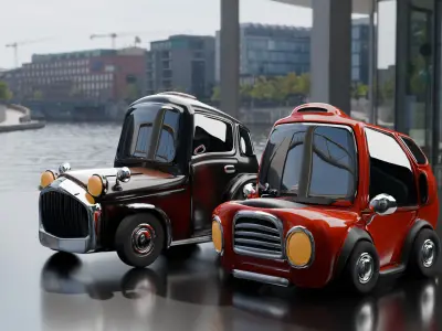 Retro Toon Cars  Tiny cute Car 3D print model