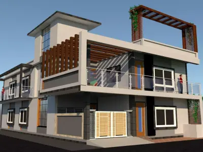 residence house design in chennai 3D model