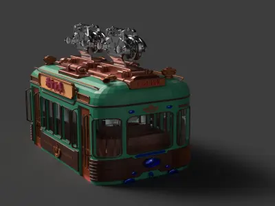 Chinese ski gondola figure  Low-poly 3D model