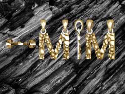 M LETTER Alphabet ROCKS PENDANT 3D print model 3D print model