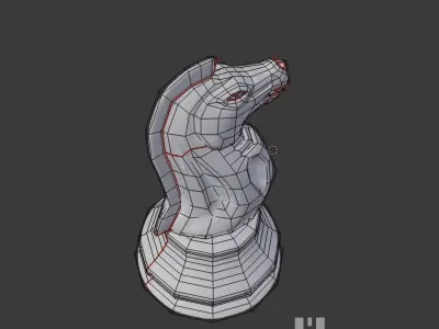 knight wooden chess piece  Low-poly 3D model