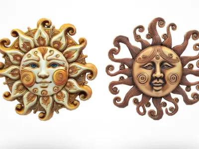 Decorative Suns 2 Low-poly 3D model