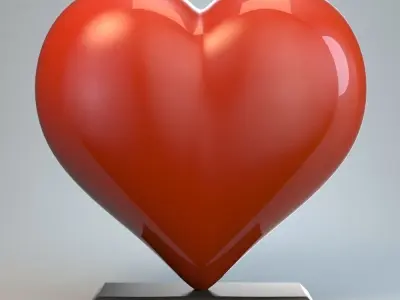 Heart Sculpture Love Red 3D model