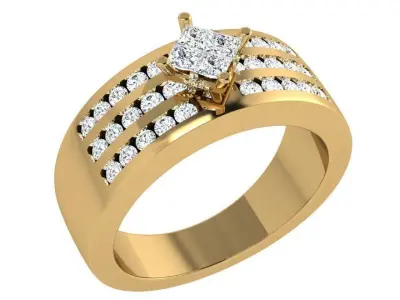 Princess Diamond Channel Setting Ring 4100 3D print model
