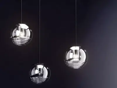 Flask four glass pendant lights 3D model