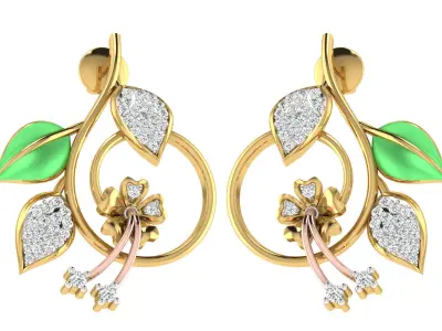 Solitaire Women Drop Earring 3dm STL OBJ FBX Renders Details 3D print model shop