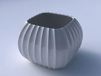 Bowl semi-quadratic with extruded vertical lines 3D print model