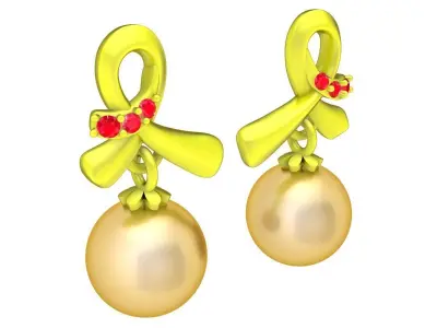 6010 luxury diamond pearl earrings 3D print model