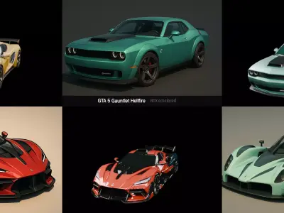 Sport Car bundle 13 pack 100 glb 3D model