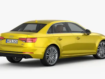 Audi A4 S-Line 2016 detailed interior 3D model