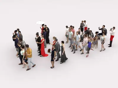 40x Crowds Scanned Casual 1a2 Elegant Cafe Sitting People Low-poly 3D model